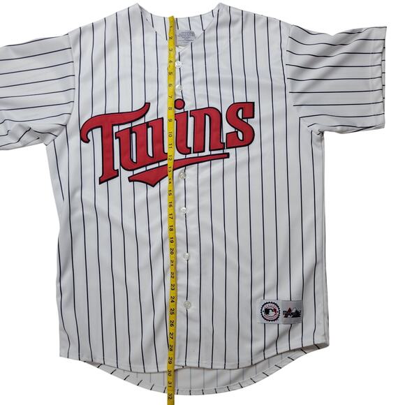 Vintage Majestic Minnesota Twins White Pinstripe Jersey blank no name Size L - Picture 11 of 13
